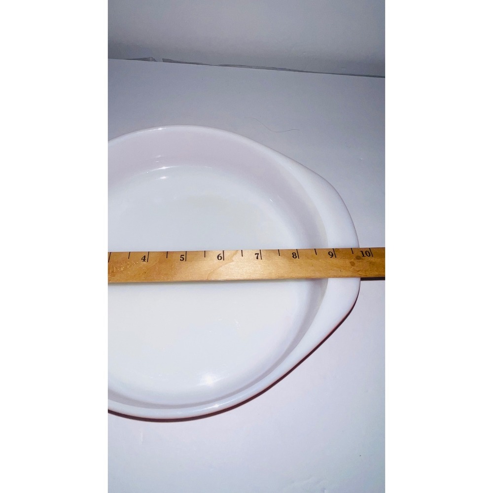 Vintage Pyrex Pink Milk Glass Round Casserole Pie Baking Dish Handled 8.5" USA* - Picture 6 of 10